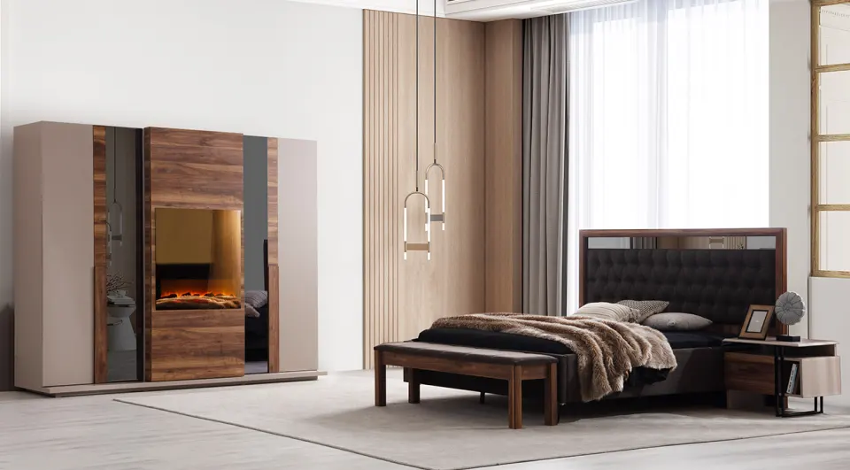 Nirvana Fireplace Modern Bedroom Set