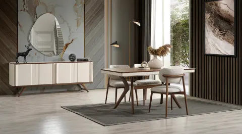 Oslo Wooden Legs Modern Dining Room Set
