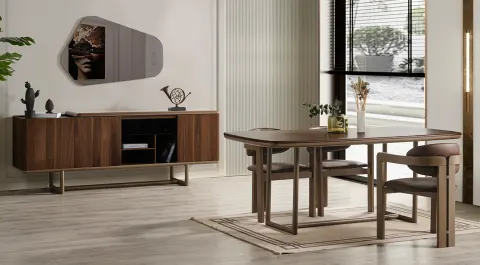 Mozart Wooden Legs Modern Dining Room Set