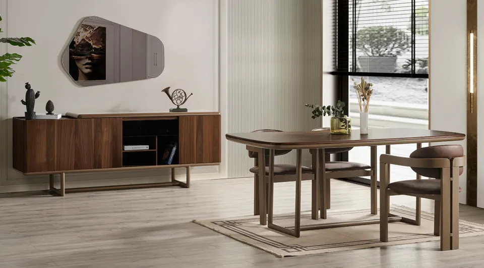Mozart Wooden Legs Modern Dining Room Set