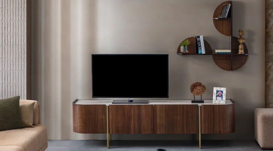 Atlantis Gold Metal Legged Tv Unit