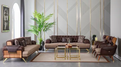 Damla Metal Leg Sofa Set