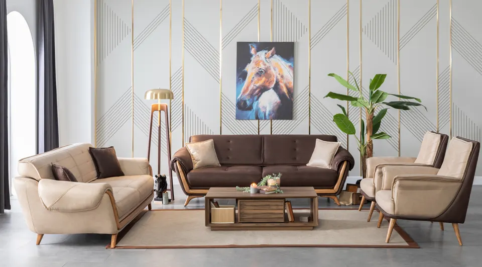 Trend Wooden Leg Sofa Set