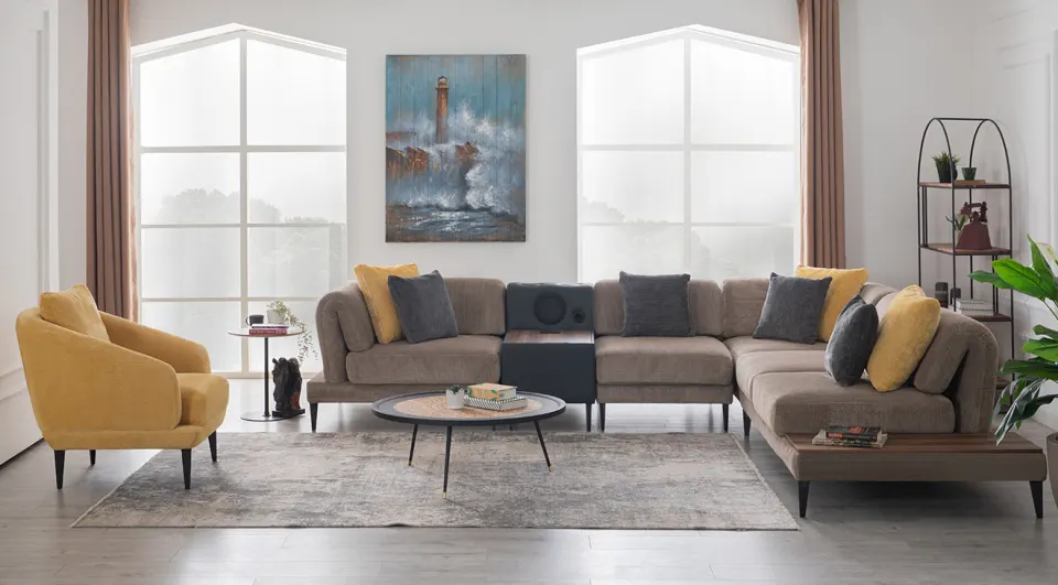 Vicent Sound System Corner Sofa Set