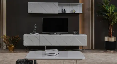 Cleopatra Silver Metal Legged Tv Unit