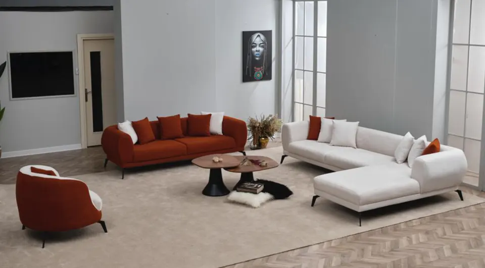 Mihra Metal Leg Corner Sofa Set