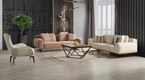 Ferre Metal Leg Modern Sofa Set