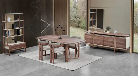 Vega Walnut Modern Dining Room Set