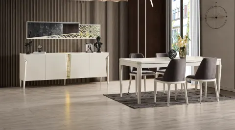 Asel Wooden Leg Dining Room Set