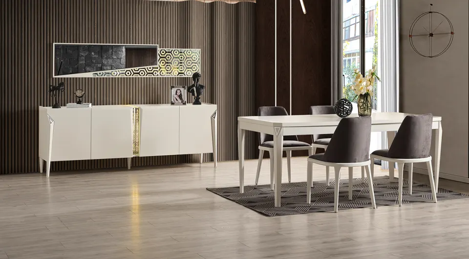 Asel Wooden Leg Dining Room Set