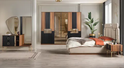 Uludag Black 6 Door Bedroom Set