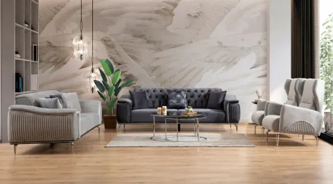 Favorite Metal Leg Sofa Set