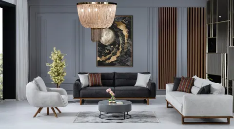 Vira Wooden Legs Modern Sofa Set