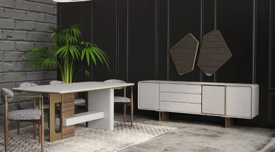Vegas White Dining Room Set