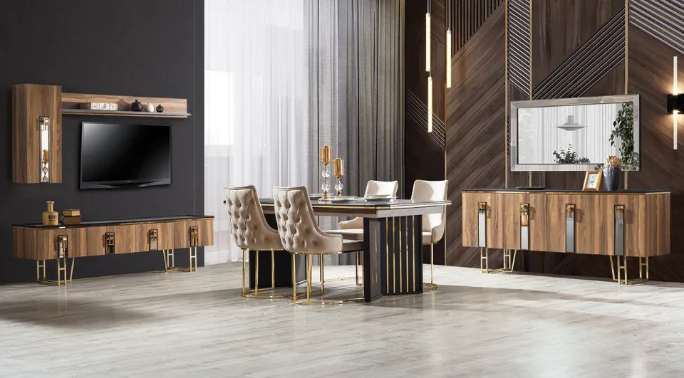 Yildiz Walnut Dining Room Set