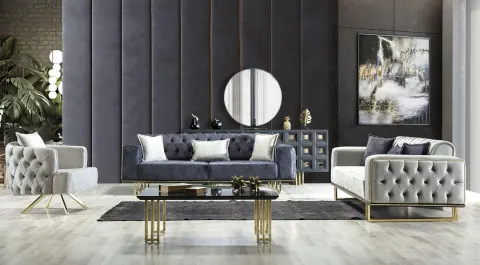 Gold Life Metal Leg Sleeper Sofa Set