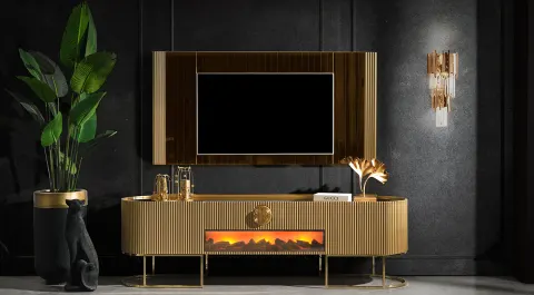 Gucci Golden Fireplace TV Unit