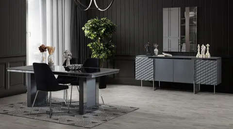 Metalica Gray Metal Leg Dining Room Set