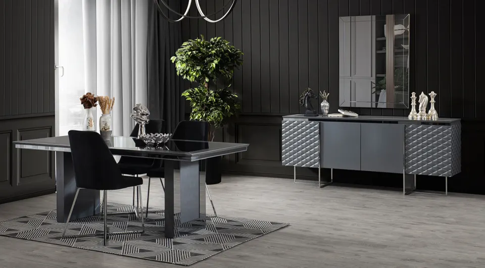 Metalica Gray Metal Leg Dining Room Set