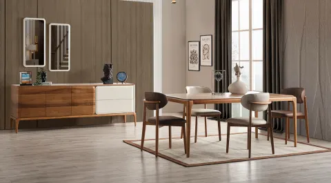 Trend Wooden Leg Modern Dining Room Set