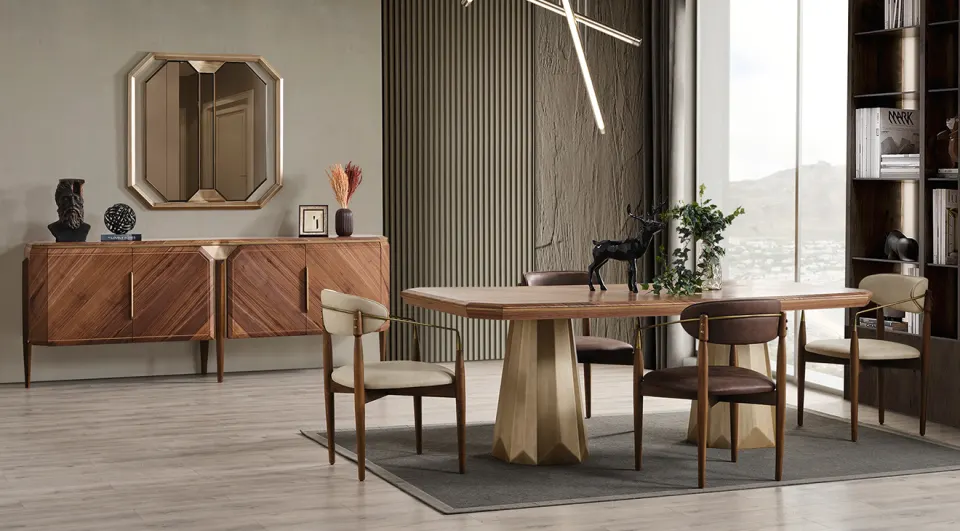 Marvel Walnut Modern Dining Room Set
