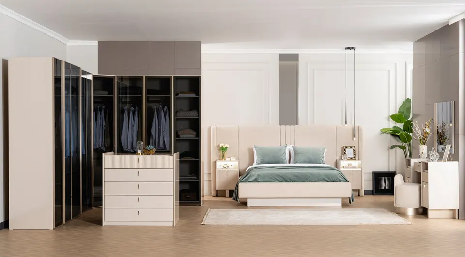 Crossline Corner Wardrobe Bedroom Set