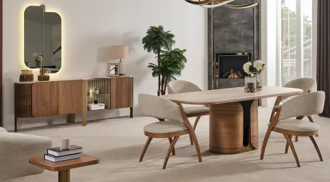 Bronze Walnut Modern Dining Room Set 2