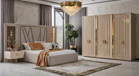 Grande 6-Door Moonstone Modern Bedroom Set