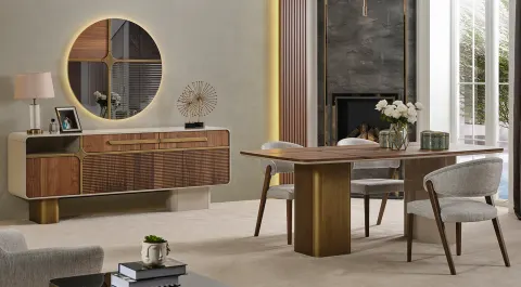 Gusto Walnut Modern Dining Room Set
