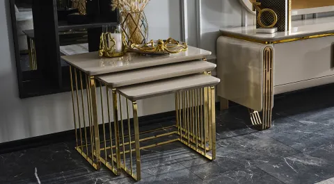 Jaguar Gold Metal Leg Nesting Table