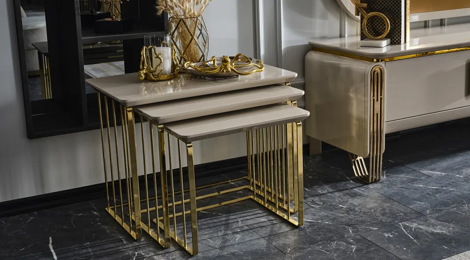 Jaguar Gold Metal Leg Nesting Table