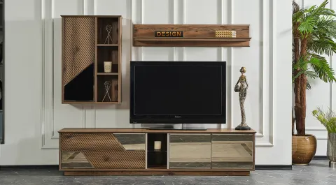 Logo Walnut Modern TV Unit