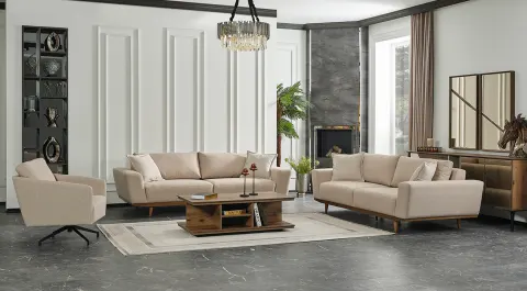 Logo Wooden Leg Sofa Set