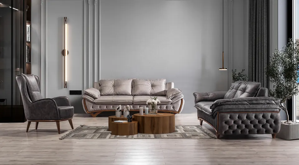 Angel Wooden Leg Sofa Set
