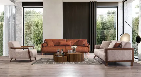 Elegance Wooden Leg Sofa Set