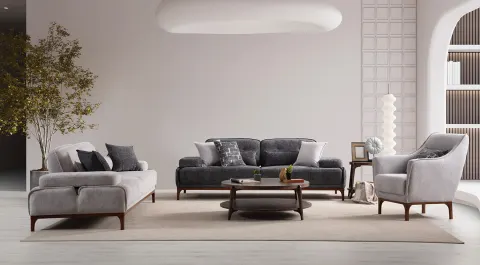 Rima Wooden Leg Sofa Set