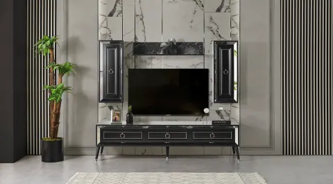 Granite Wooden Leg TV Unit