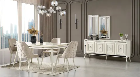 Rosa Wooden Leg Dining Room Set