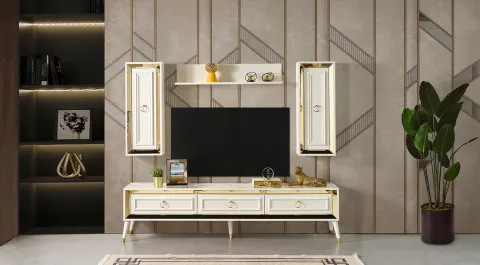 Zambak Moonstone Wooden Leg TV Unit