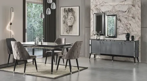 Palma Anthracite Wooden Leg Dining Room Set