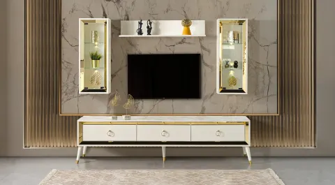 Damla Moonstone Wooden Leg TV Unit