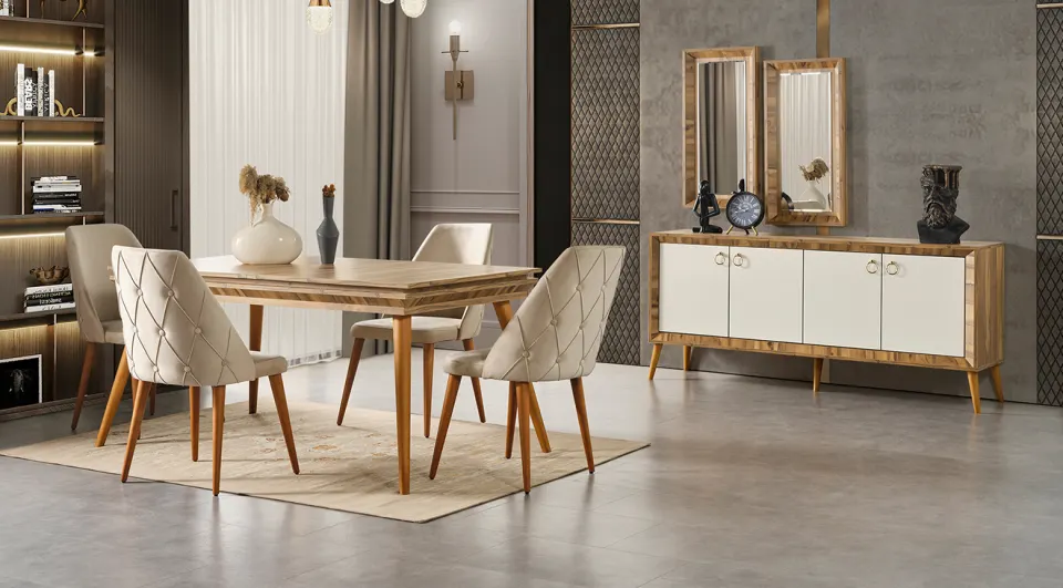 Anadolu Wooden Leg Dining Room Set