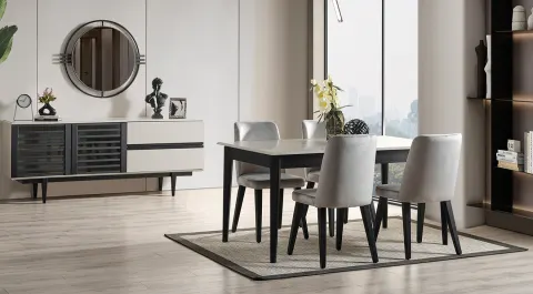 Pars Wooden Leg Dining Room Set
