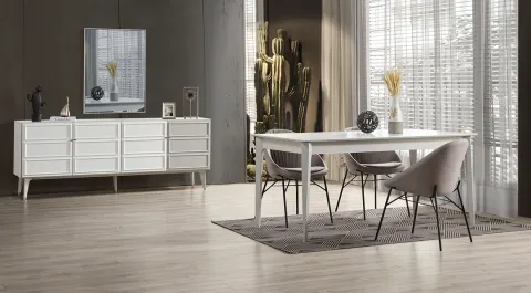 Nefer Moonstone Wooden Leg Dining Room Set