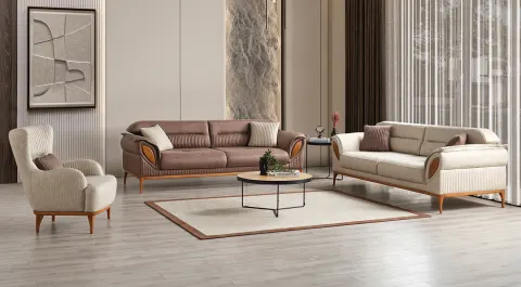Palermo Wooden Leg Sofa Set