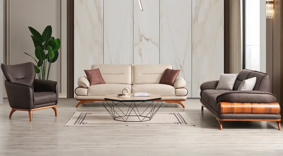 New Oslo Wooden Leg Sofa Set