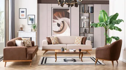 Palermo Wooden Leg Sofa Set