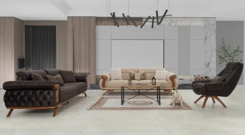 Verona Wooden Leg Sofa Set