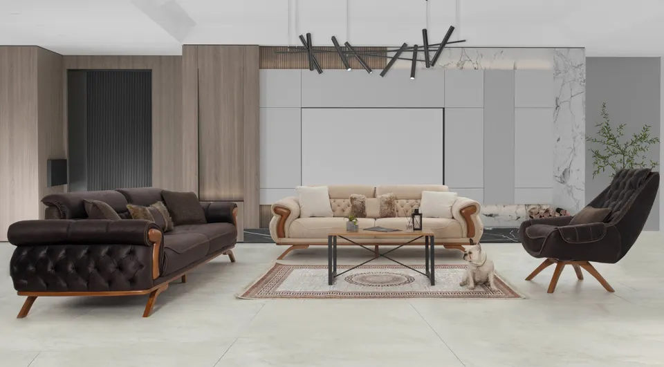 Verona Wooden Leg Sofa Set