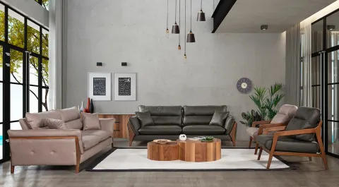 Soft Wooden Leg Sofa Set